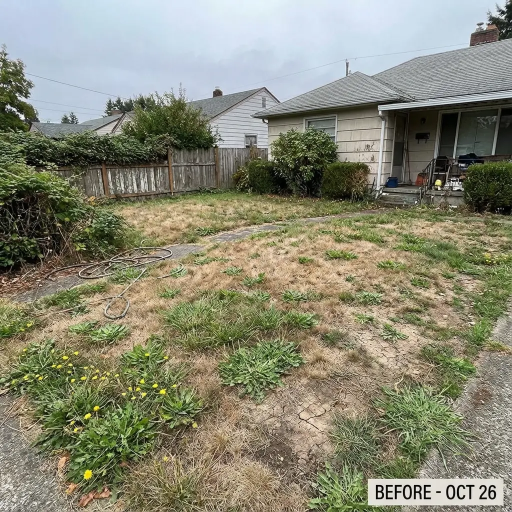 Lawn before professional care